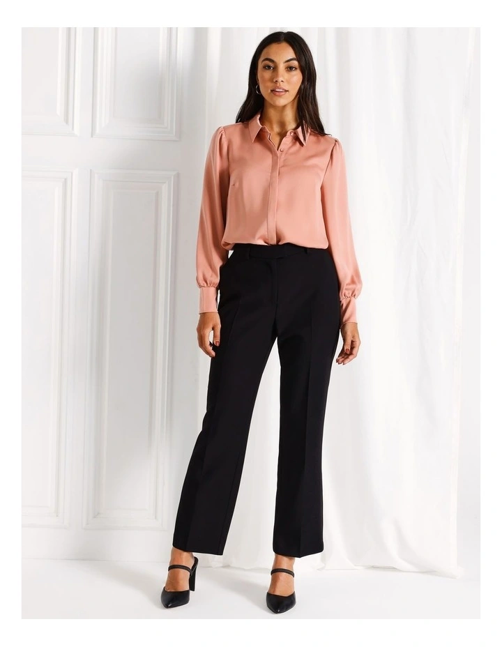 Recycled Blend Straight Leg Suit Pant in Black