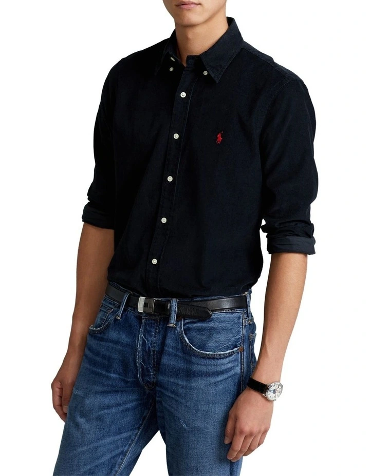 Classic Fit Corduroy Shirt in Black