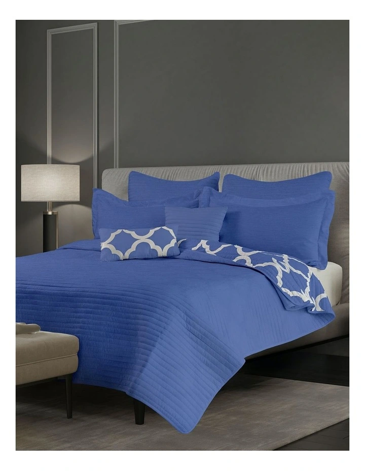 Reversible Bamboo Cooling Comforter Set 7 Piece in Royal Blue