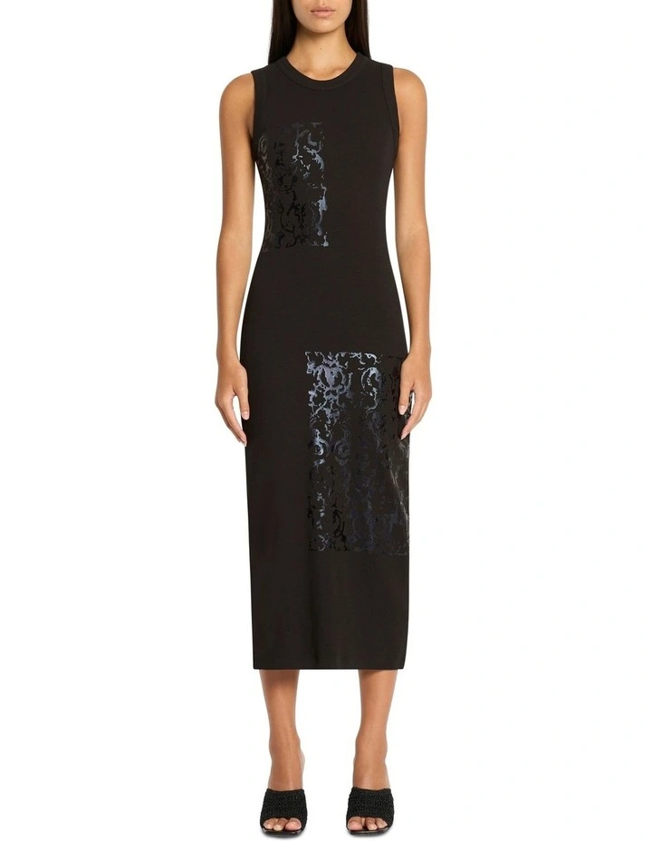 Faded Dreams Rib Dress in Black