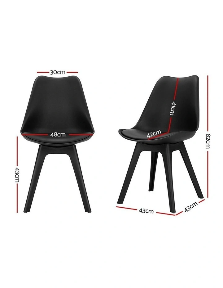 Dining Chairs Leather Plastic DSW Replica Set of 4 in Black