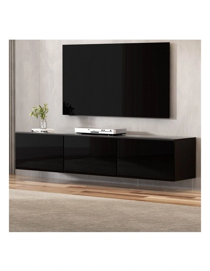 High Glossy Floating TV Cabinet 200cm in Black