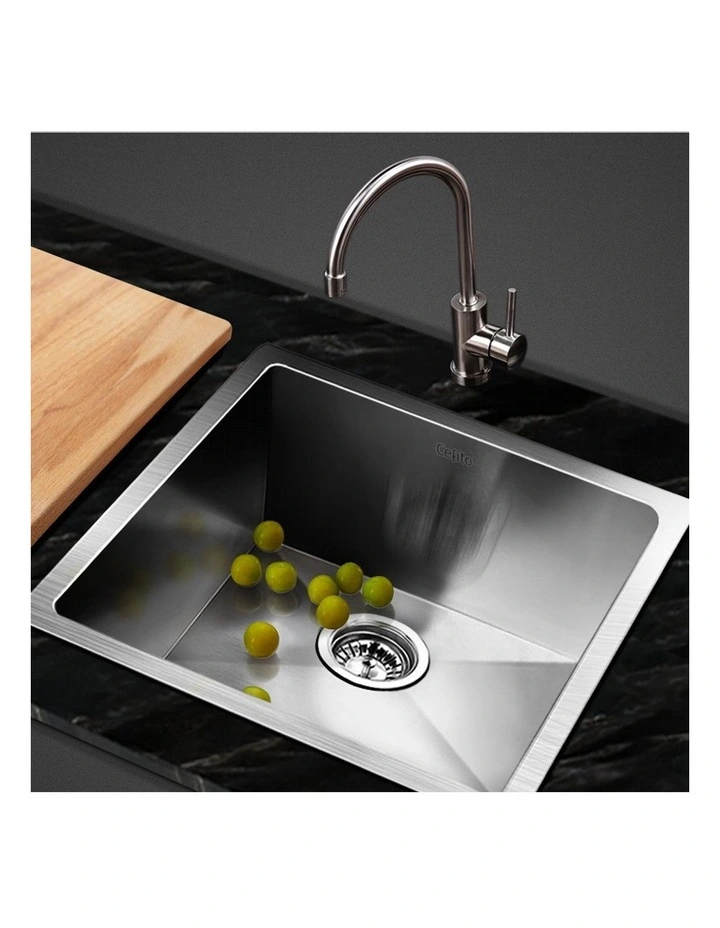 Cefito Kitchen Sink 44X44CM Stainless Steel Basin Single Bowl Laundry in Silver