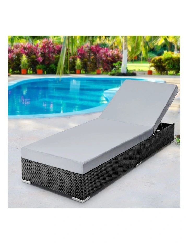Sun Wicker Lounger Bed Adjustable Rattan Garden Cover in Multi