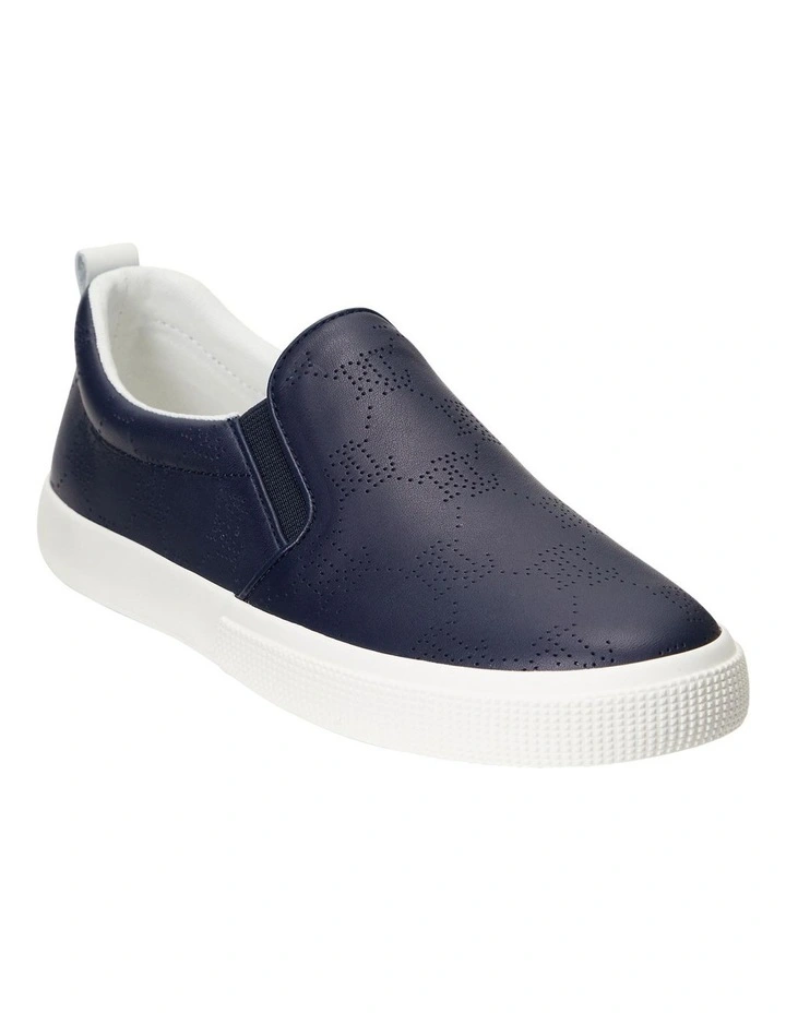 Haddley Logo Leather Slip-On Sneaker in Navy
