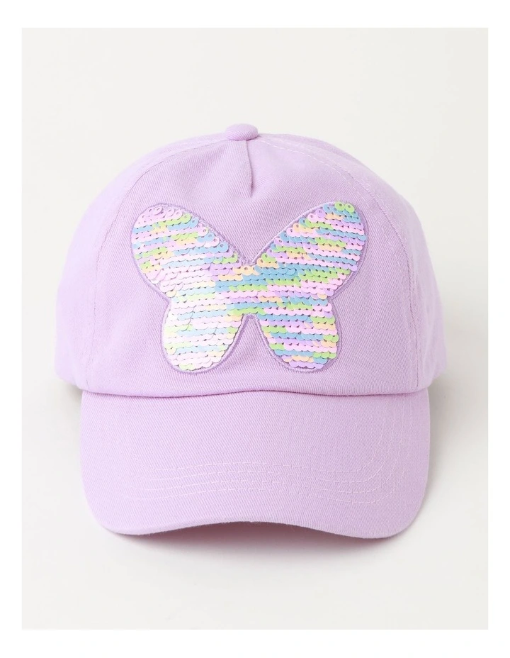 Flip Sequin Butterfly Cap in Purple