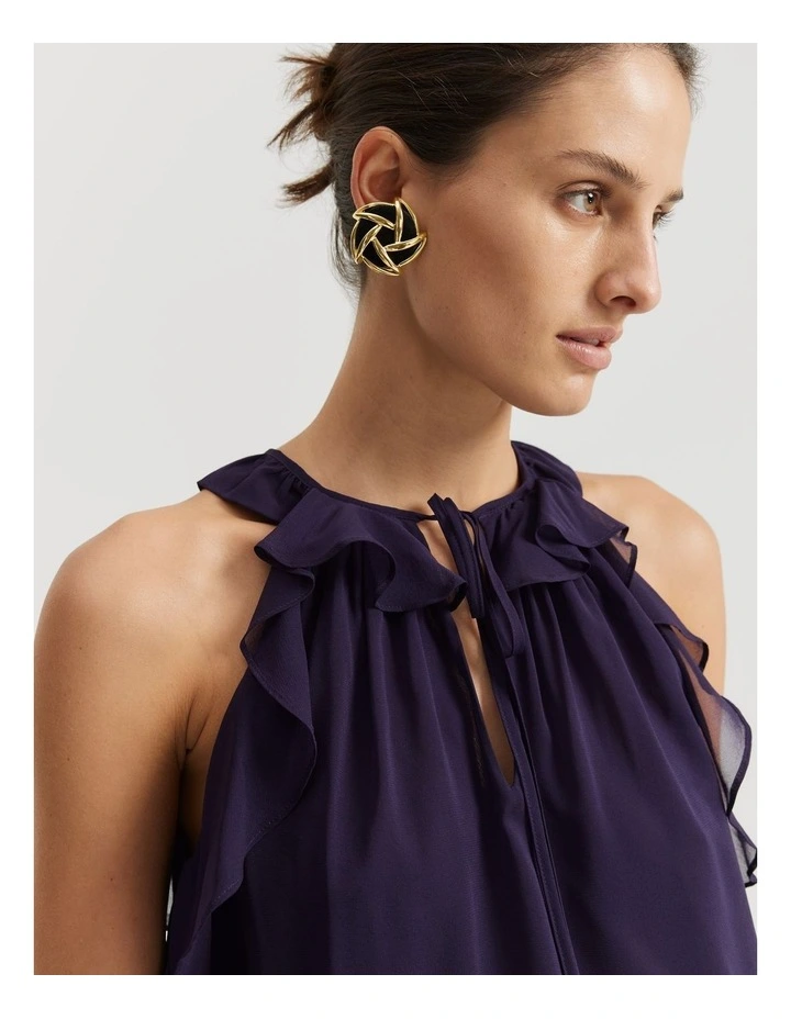 Ruffle Halter in Eggplant