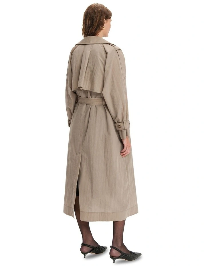 Cotton Twill Trench Coat in Almond