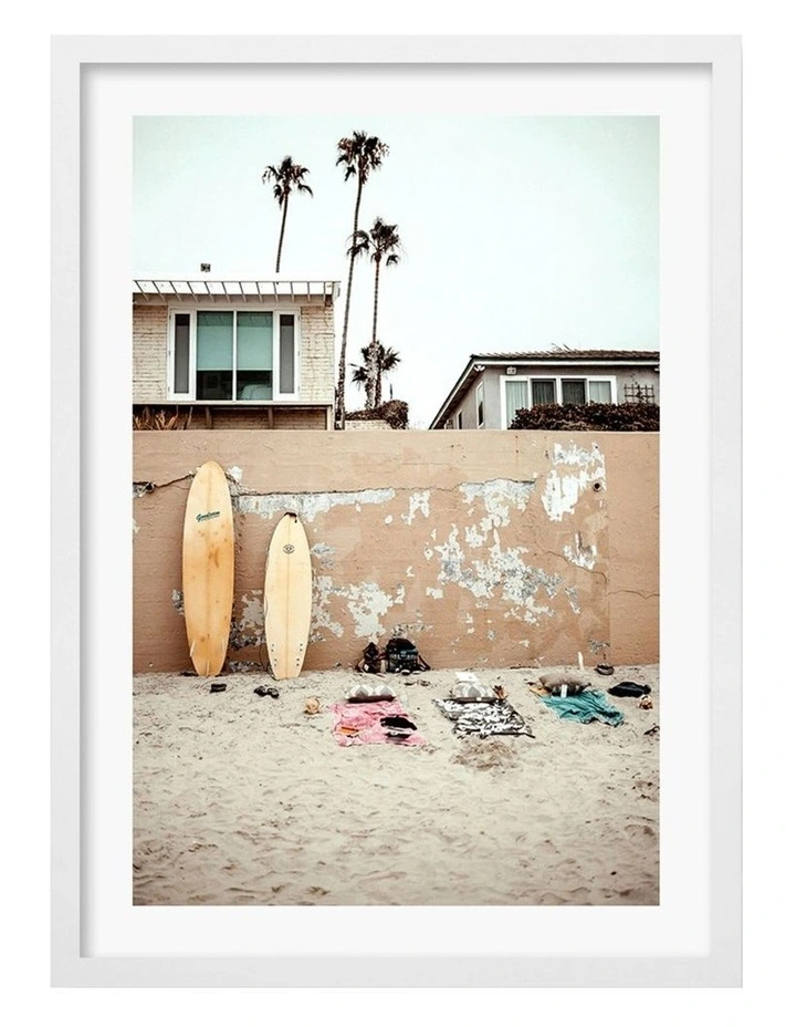 Australian Made Surfboard Wall Art Print A3 in White Frame