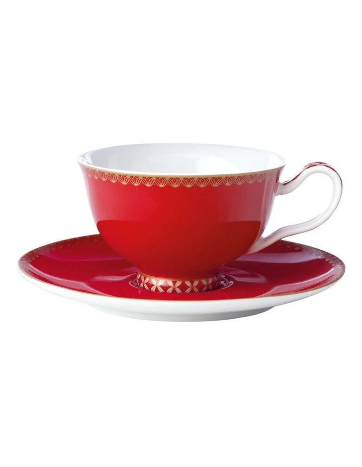 Teas & C's Classic 200ml Gift Boxed Footed Cup & Saucer Set Red