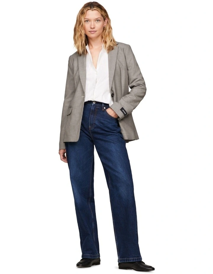Regular Single Breasted Blazer in White Check