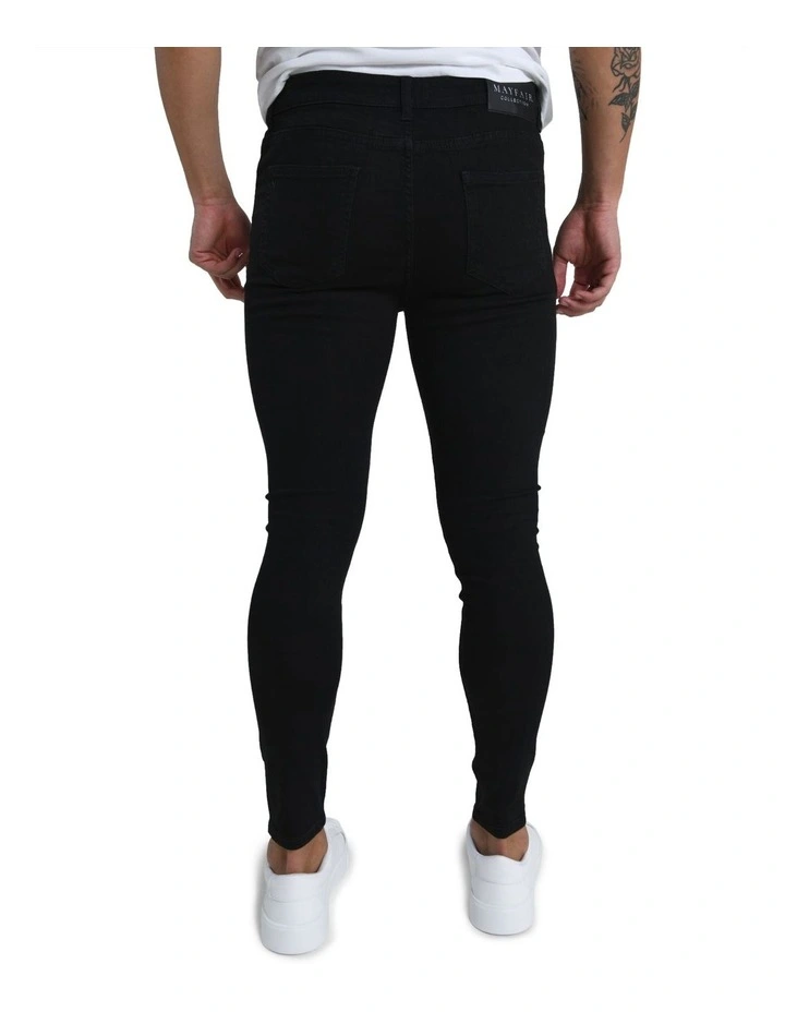 Kensington Distressed Jean in Charcoal Black