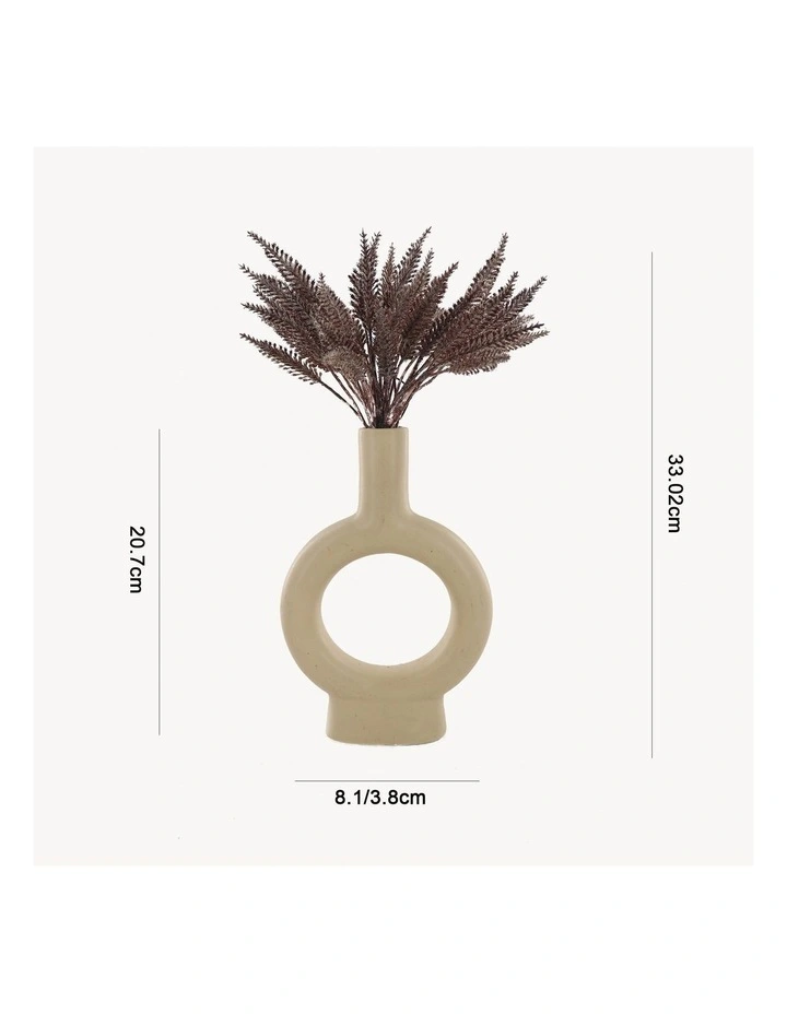 Artificial Barley Plant in Ceramic Vase in Natural/Blush