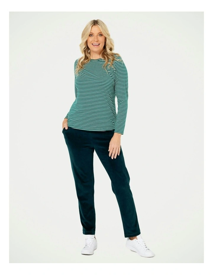 Venus Velour Pull On Pant in Green