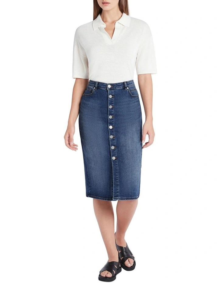 Annika Linen Knit Polo in Ivory