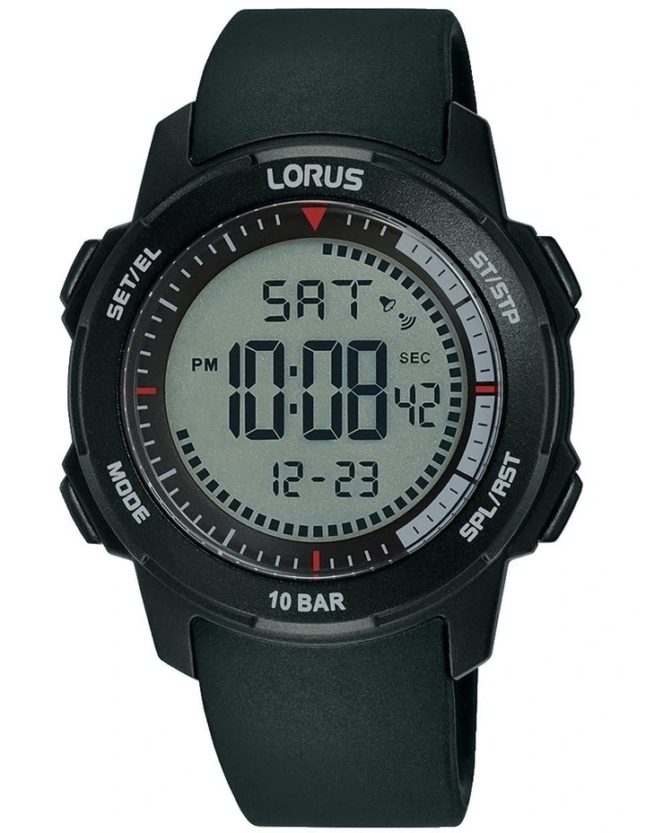 Digital Sport Plastic Case Watch in Black