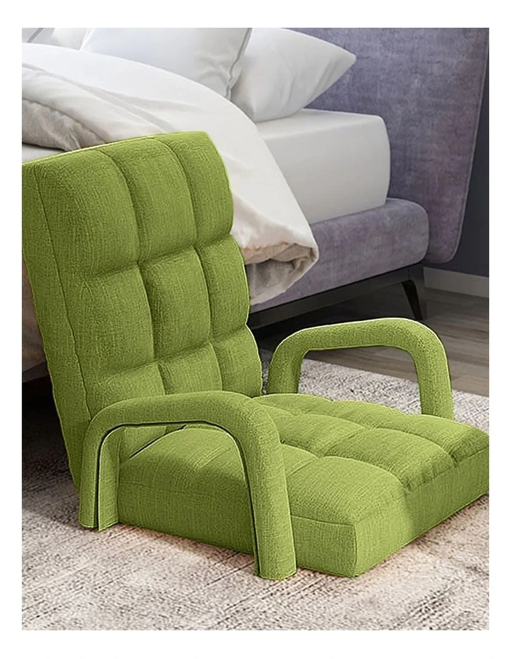 Foldable Floor Lounge Recliner Chair With Armrest in Yellow Green