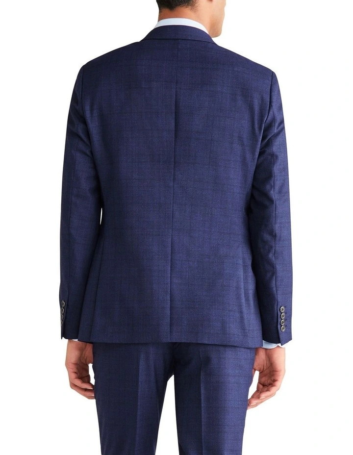 Tailored Prince Check Suit Jacket in Navy