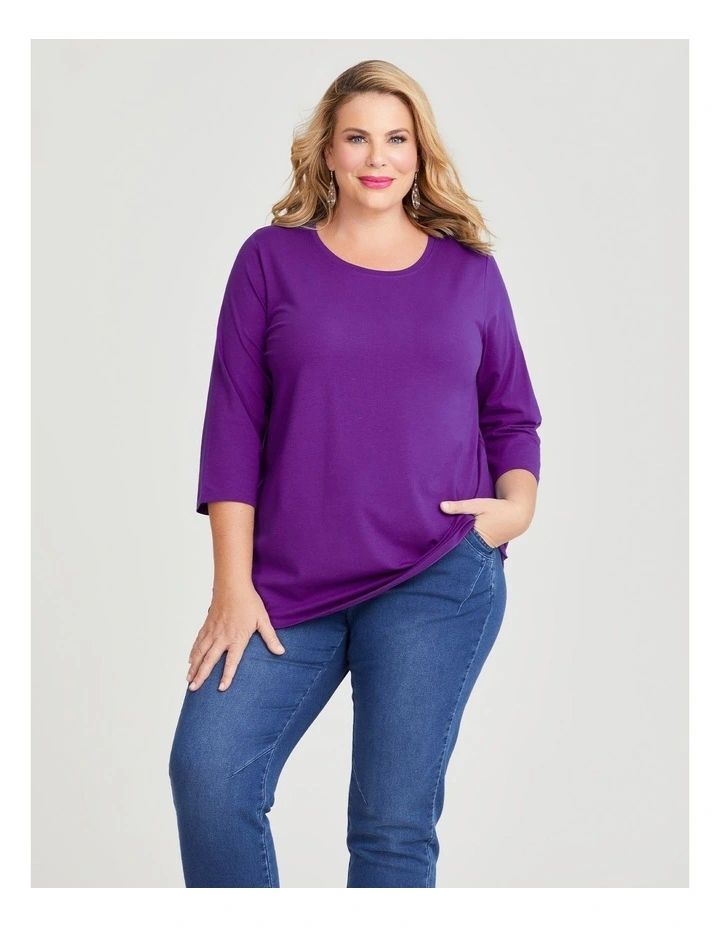 Australian Cotton 3/4 T-shirt in Orchid Violet
