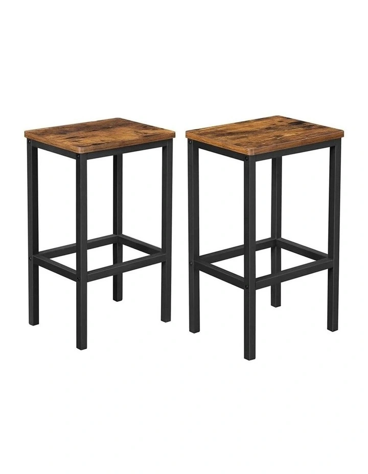 Set of 2 Bar Stools in Brown