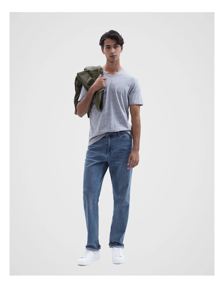 Classic V Neck T-shirt in Grey Marle