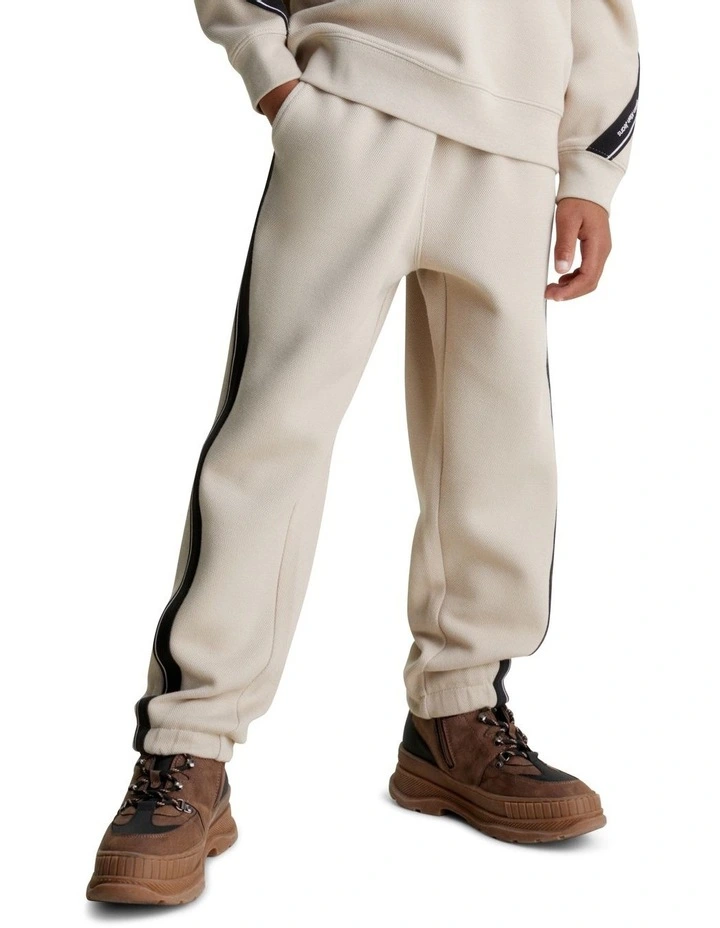 Pique Interlock Tape Jogger in Plaza Taupe