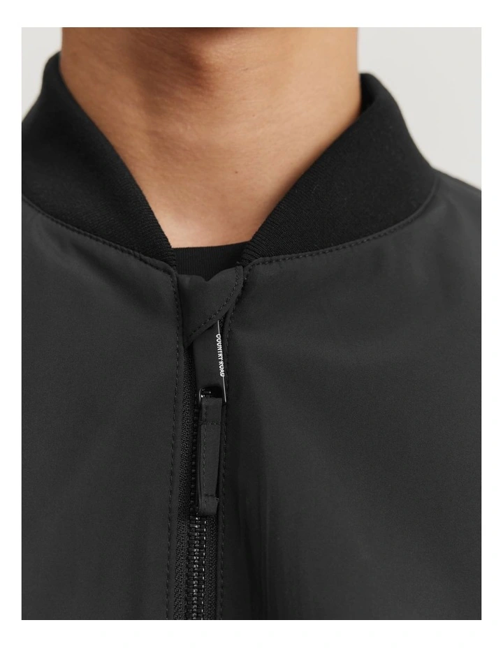 Recycled Polyester Bomber Jacket in Black