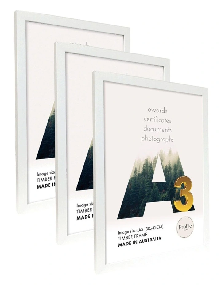 Australia Made Certificate Photo Frame A3 (3 Pack) in White