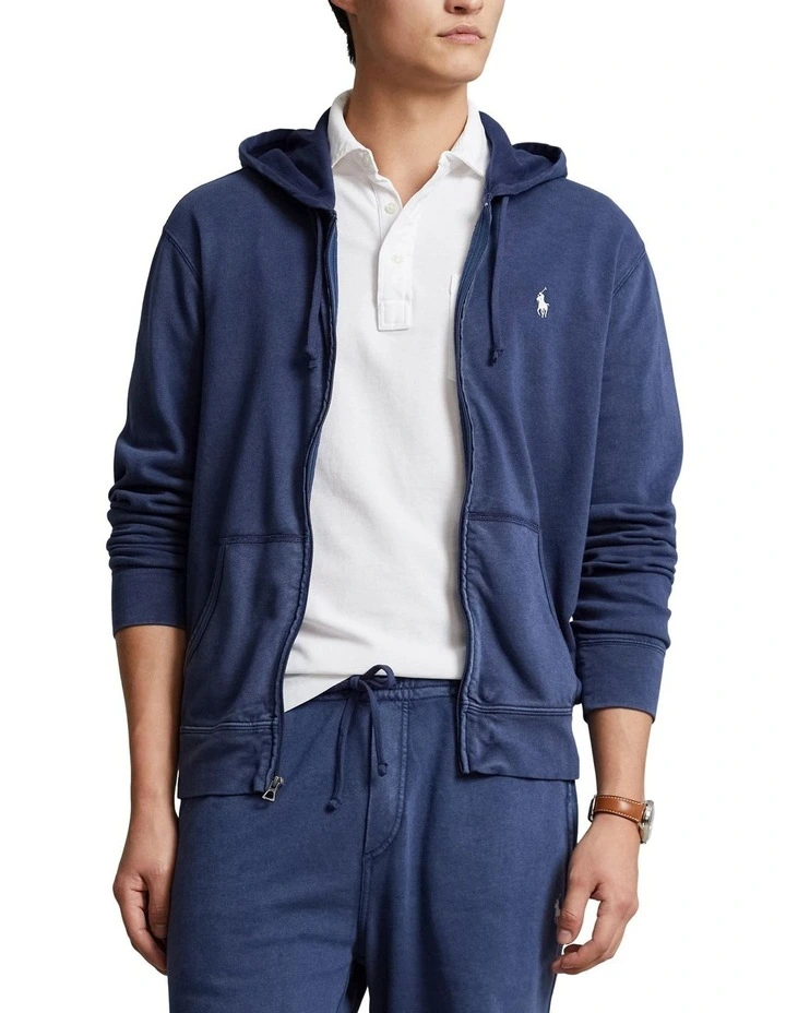 Spa Terry Full-Zip Hoodie in Navy