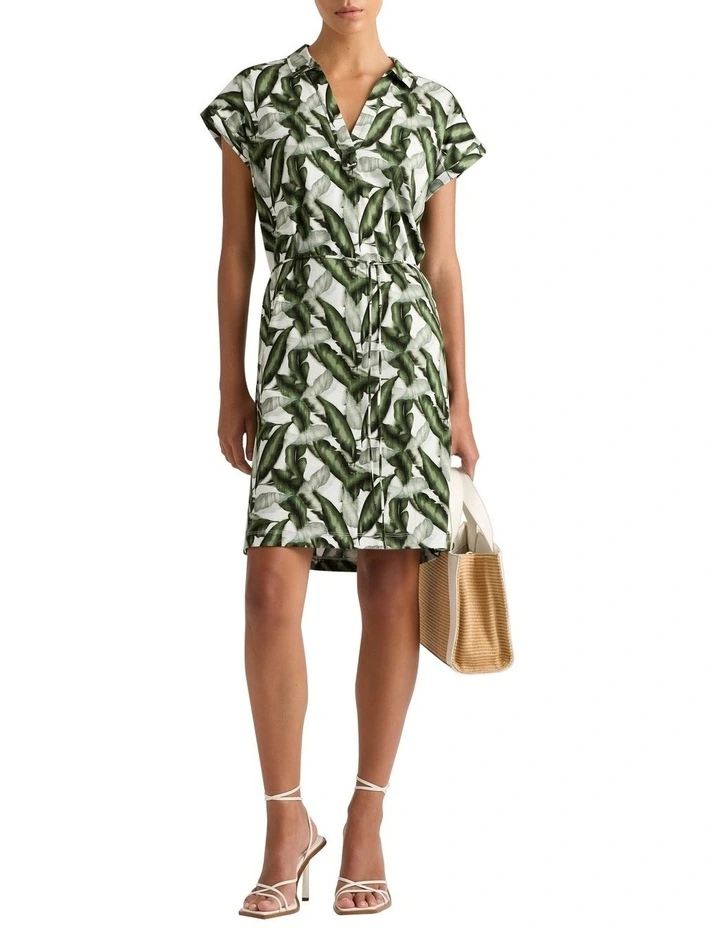 Morella Cotton Jersey Dress in Leaf Multi