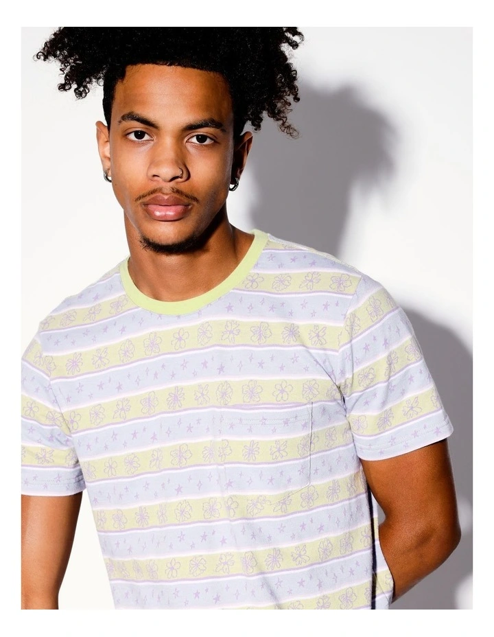 Kablam Horizontal Knit Short Sleeve Tee in Multicolour