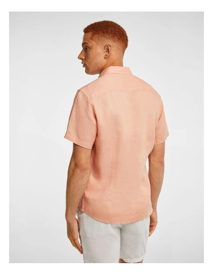 Lewis Pure Linen Shirt in Orange