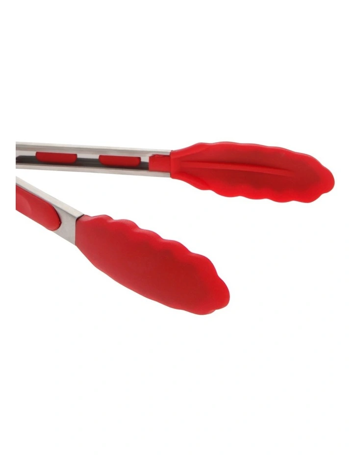 Tongs with Silicone Tip 23cm in Red