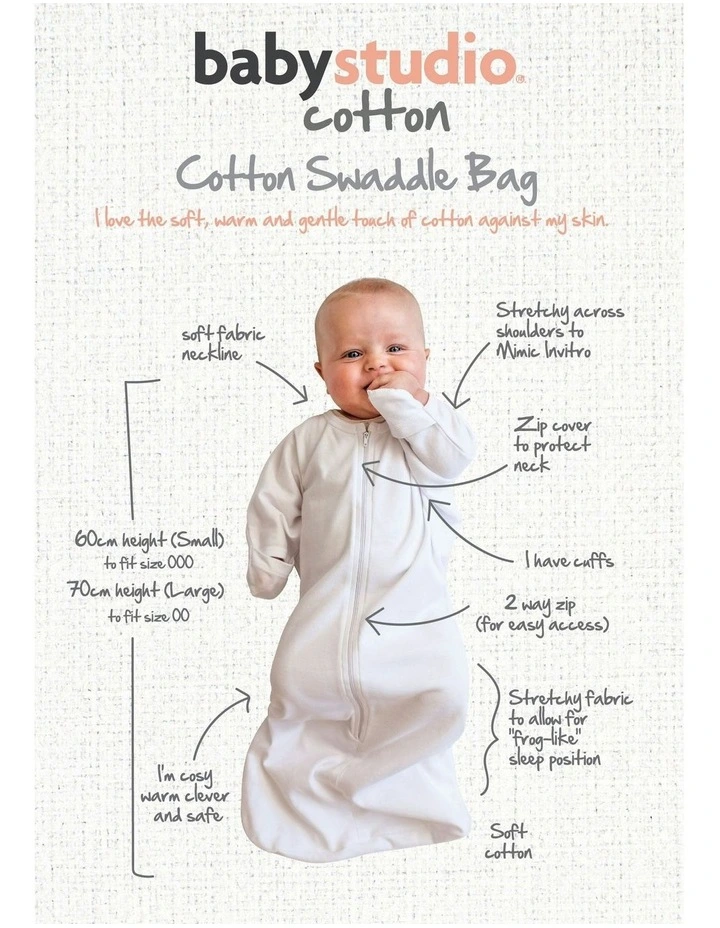 Cotton Swaddle Bag Large (3-9Months) in Hugs Equals Love