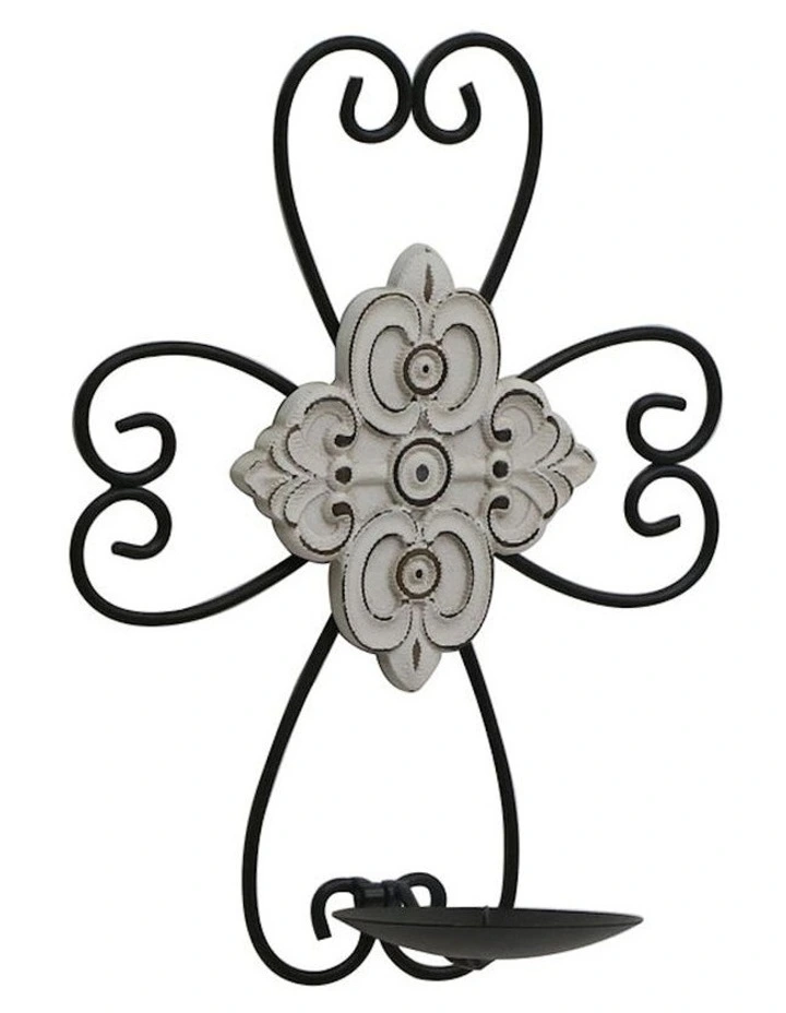 Decorative Candle Holder Cross Sconce Wall Accent in Multi