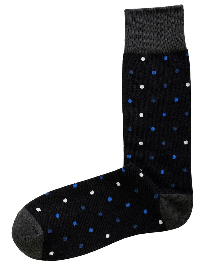 Men's Socks in Blue / White dots 10 Pack