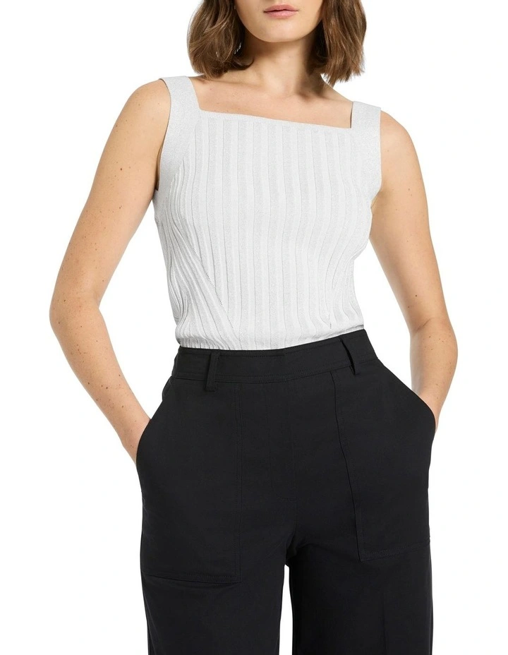 Leona Lurex Knit Tank in Silver Sparkle