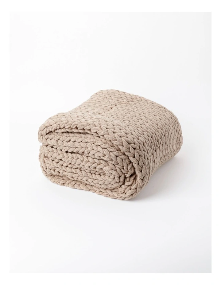 Chunky Knit Throw in Beige