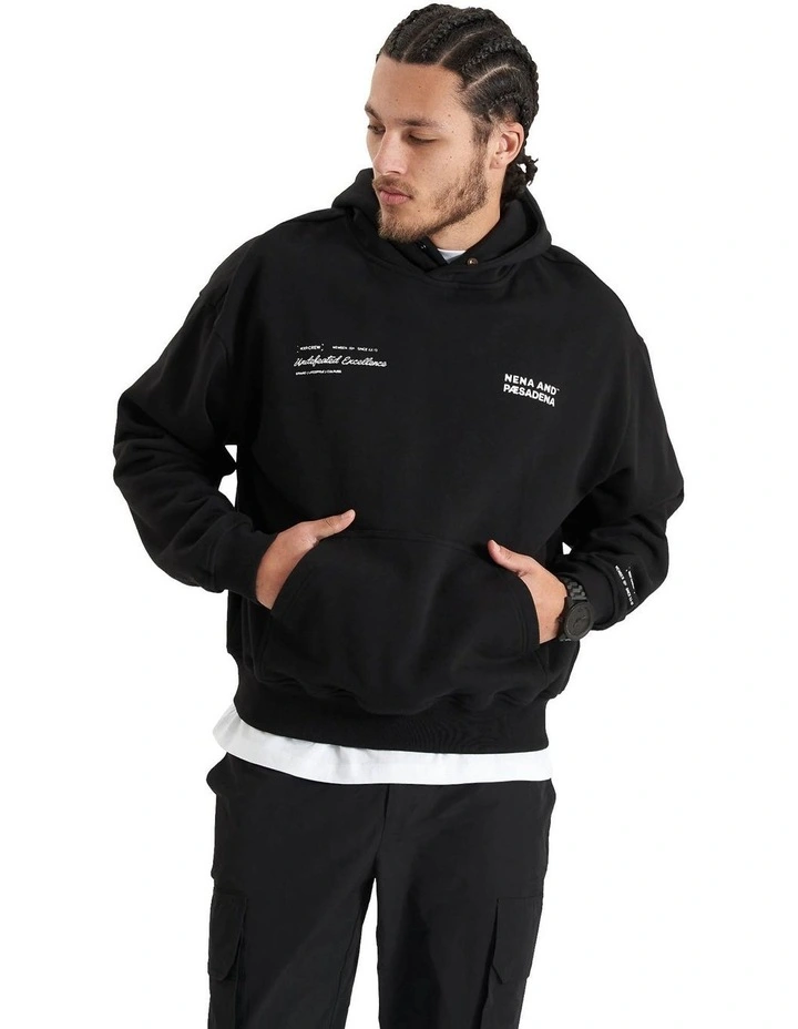 Umpire Heavy Box Fit Hooded Sweater in Jet Black