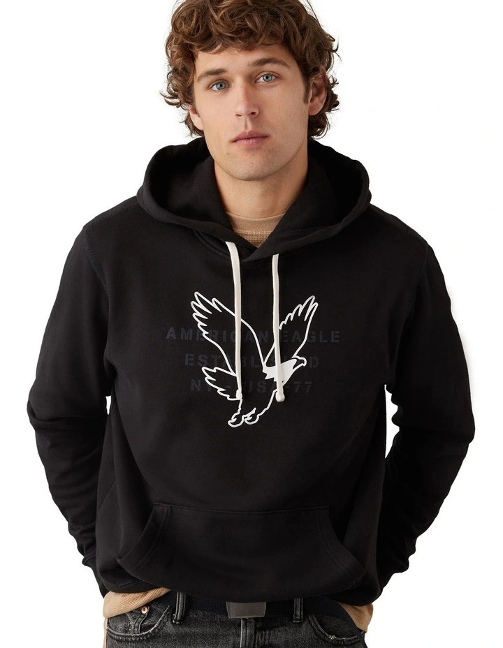 Super Soft Graphic Hoodie in Black