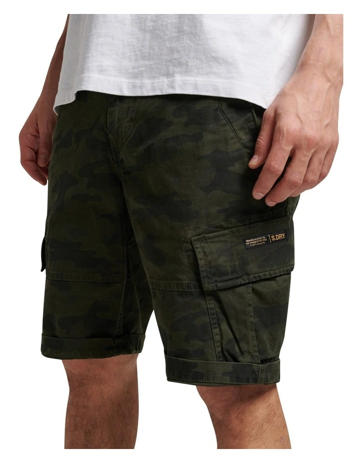 Organic Cotton Vintage Core Cargo Shorts in Overdyed Camo