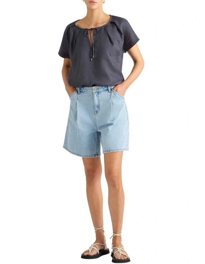 Messi Linen Mix Tee in Slate