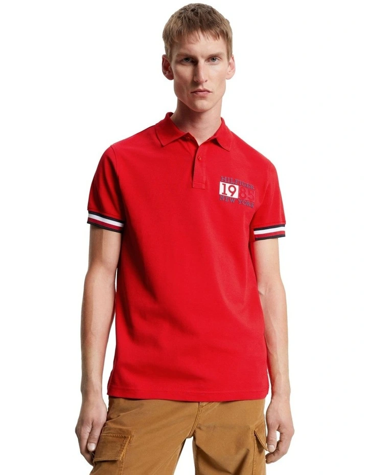 Logo Tipped Slim Fit Polo in Orange