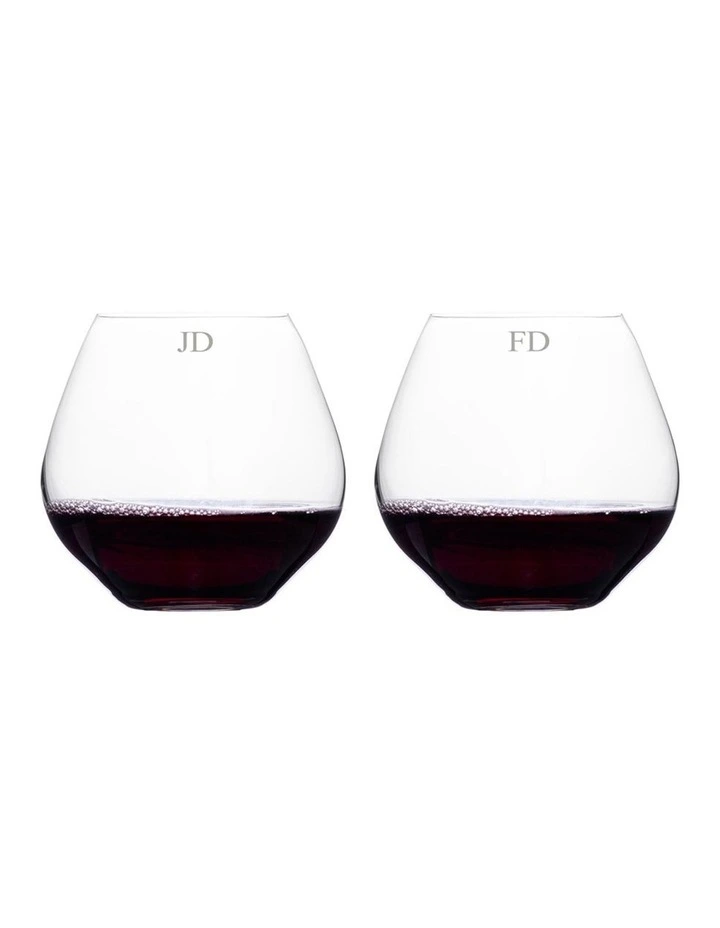 Personalised Vola Stemless Red Wine Set of 2 without Gift Box in Clear