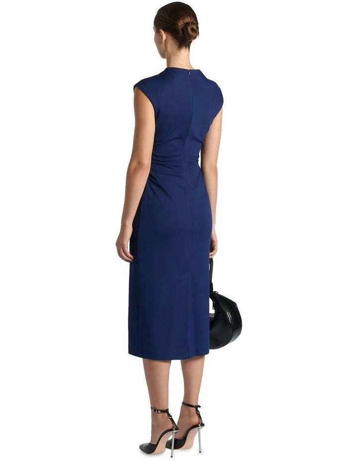 Tuck Detail Knit Midi Dress in Ultra Violet