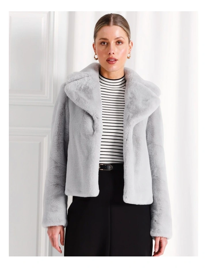 Faux Fur Jacket in Grey