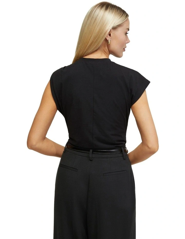 Jodie Twist Jersey Top in Black