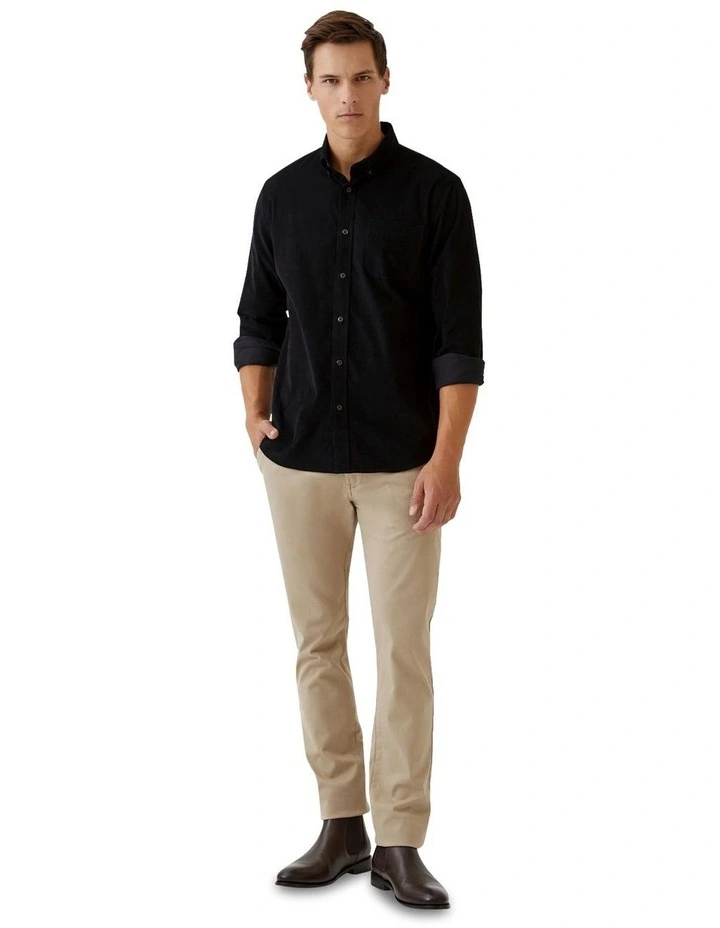 Portland Corduroy Cotton Shirt in Black