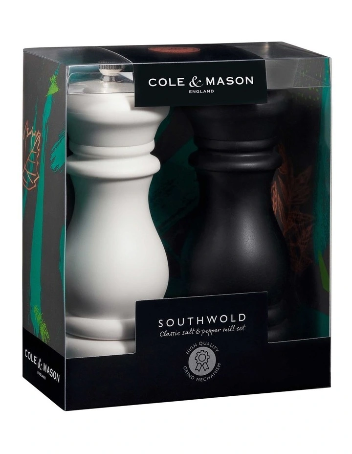 Southwold Salt And Pepper Mill 15cm Gift Set in White/Black