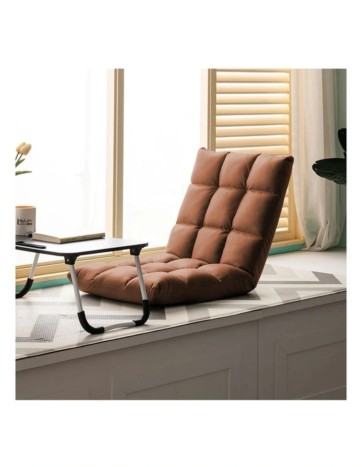 Foldable Lounge Floor Recliner Adjustable Gaming Sofa Bed in Coffee